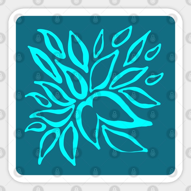 turquoise leaves pattern Sticker by Katarinastudioshop